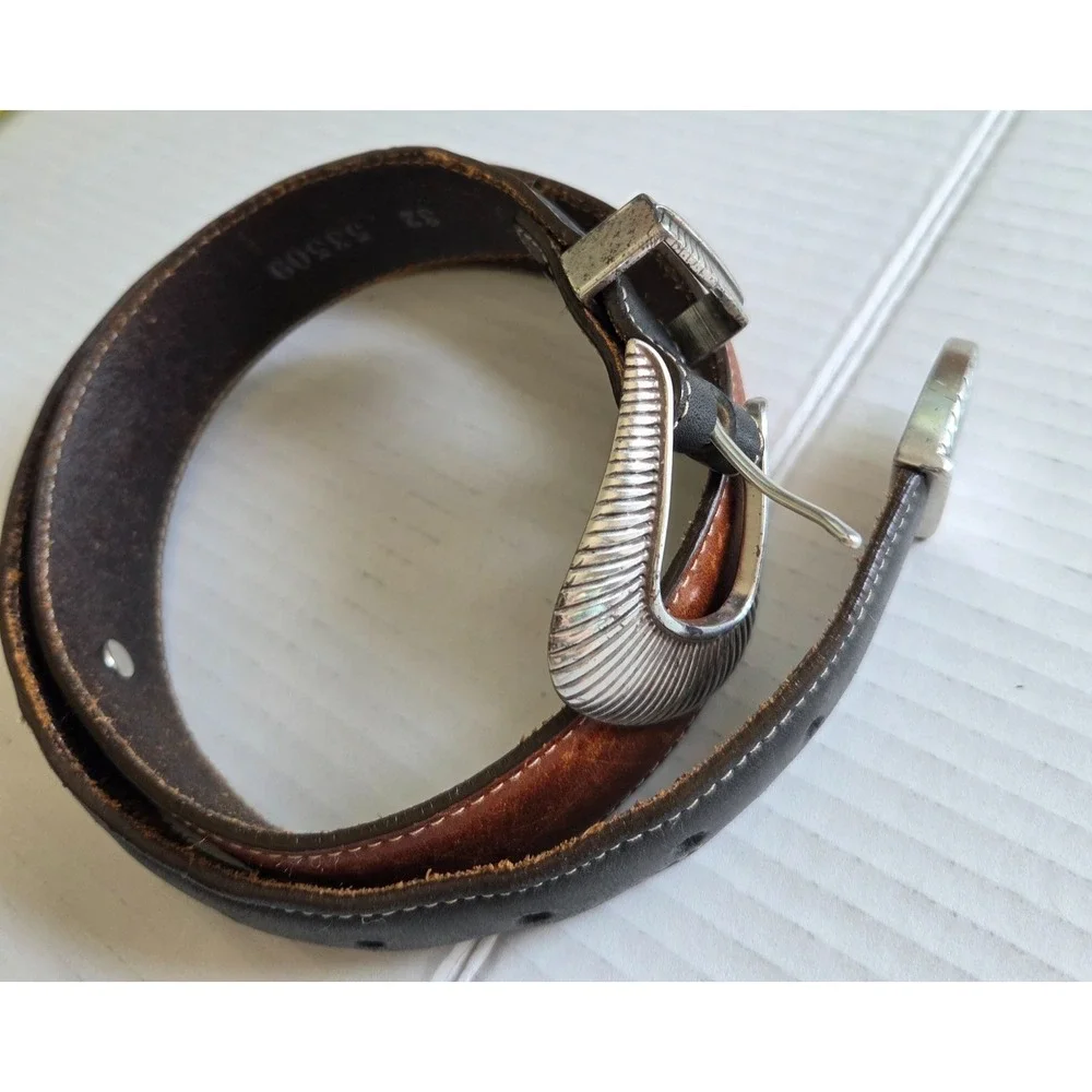 Silver Creek Classics Belt Leather Buffalo Nickel Western 53509 Mens Size 32